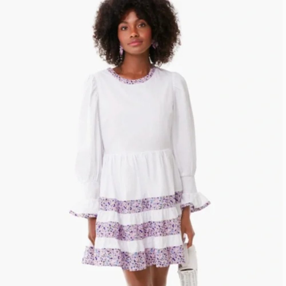 Purple Floral Tiered Fran Mini Dress  POMANDER PLACE by Tuckernuck Size M